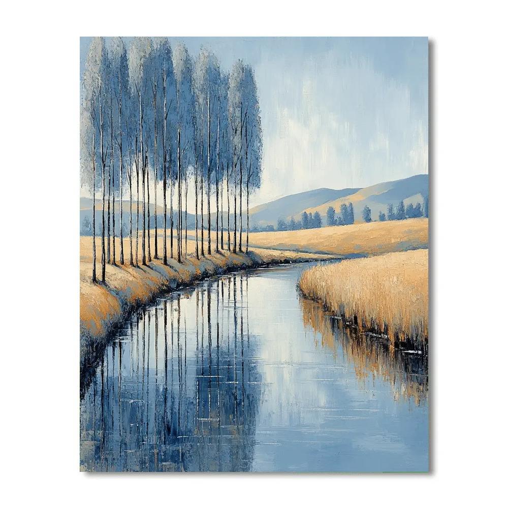 Claude Monet Inspired River Poplars Late Afternoon paint by numbers