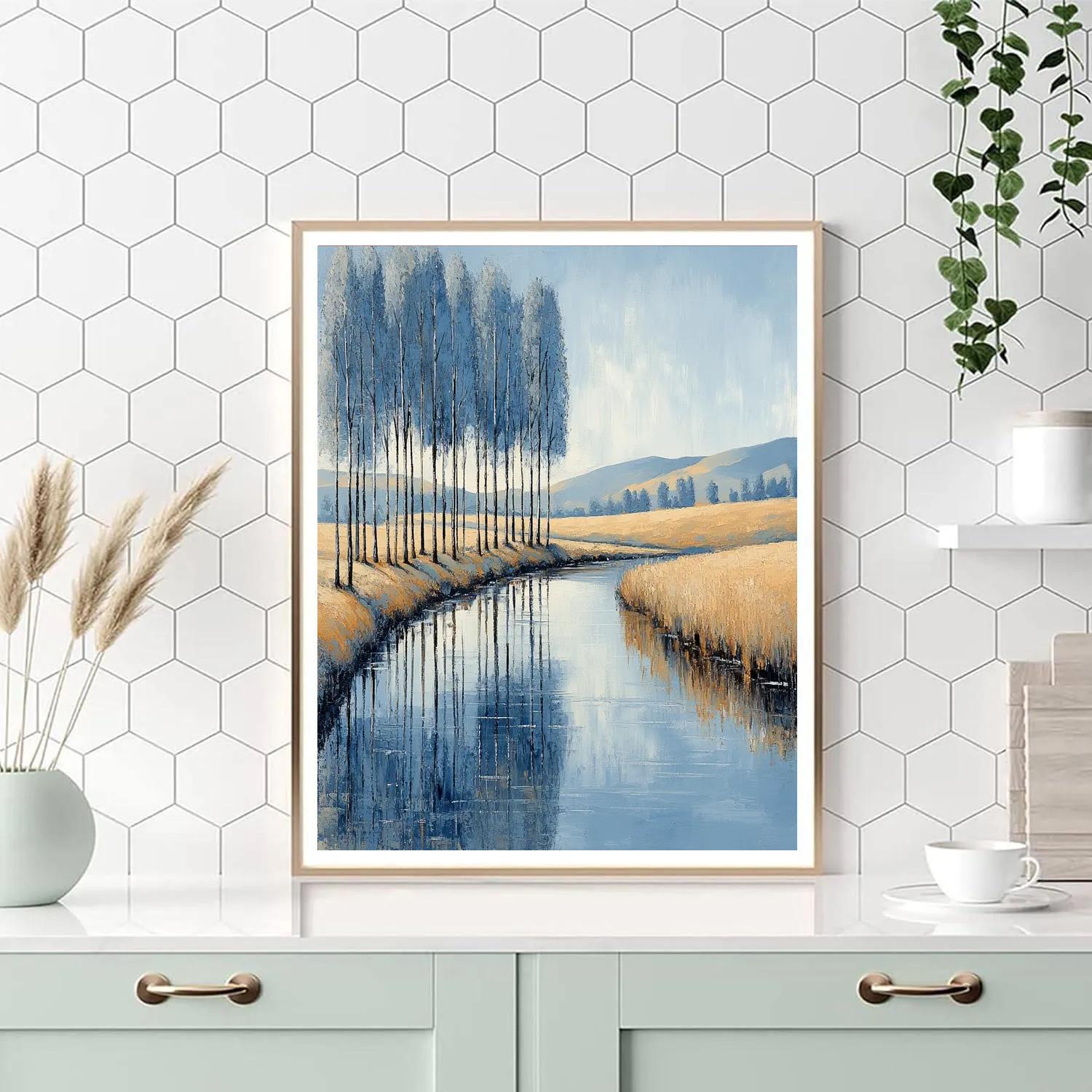 Claude Monet Inspired River Poplars Late Afternoon paint by numbers