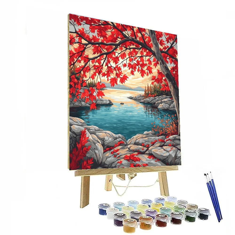 A.Y. Jackson Inspired Red Maple Screening The Lake Number painting