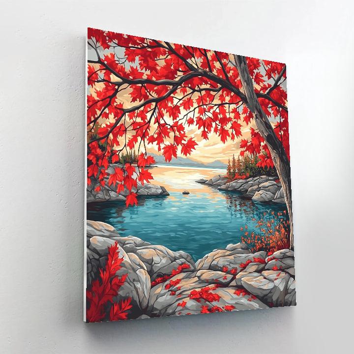 A.Y. Jackson Inspired Red Maple Screening The Lake Number painting