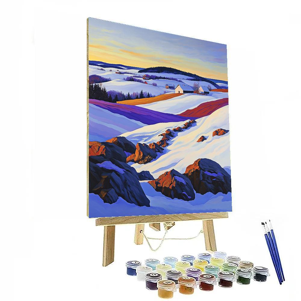 A.Y. Jackson Inspired Winter Light On Rural Ridge paint by numbers