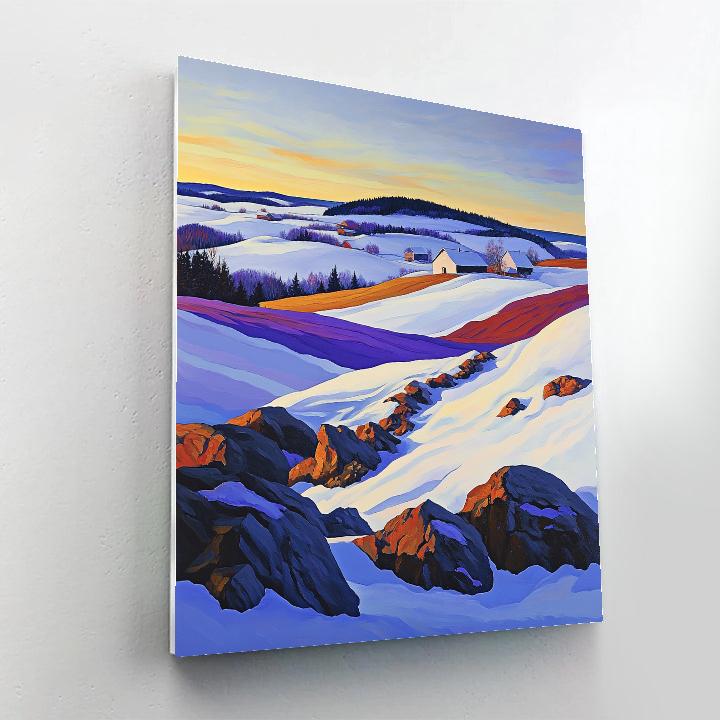 A.Y. Jackson Inspired Winter Light On Rural Ridge paint by numbers