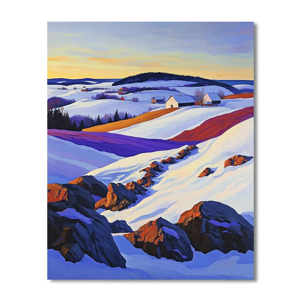 A.Y. Jackson Inspired Winter Light On Rural Ridge paint by numbers