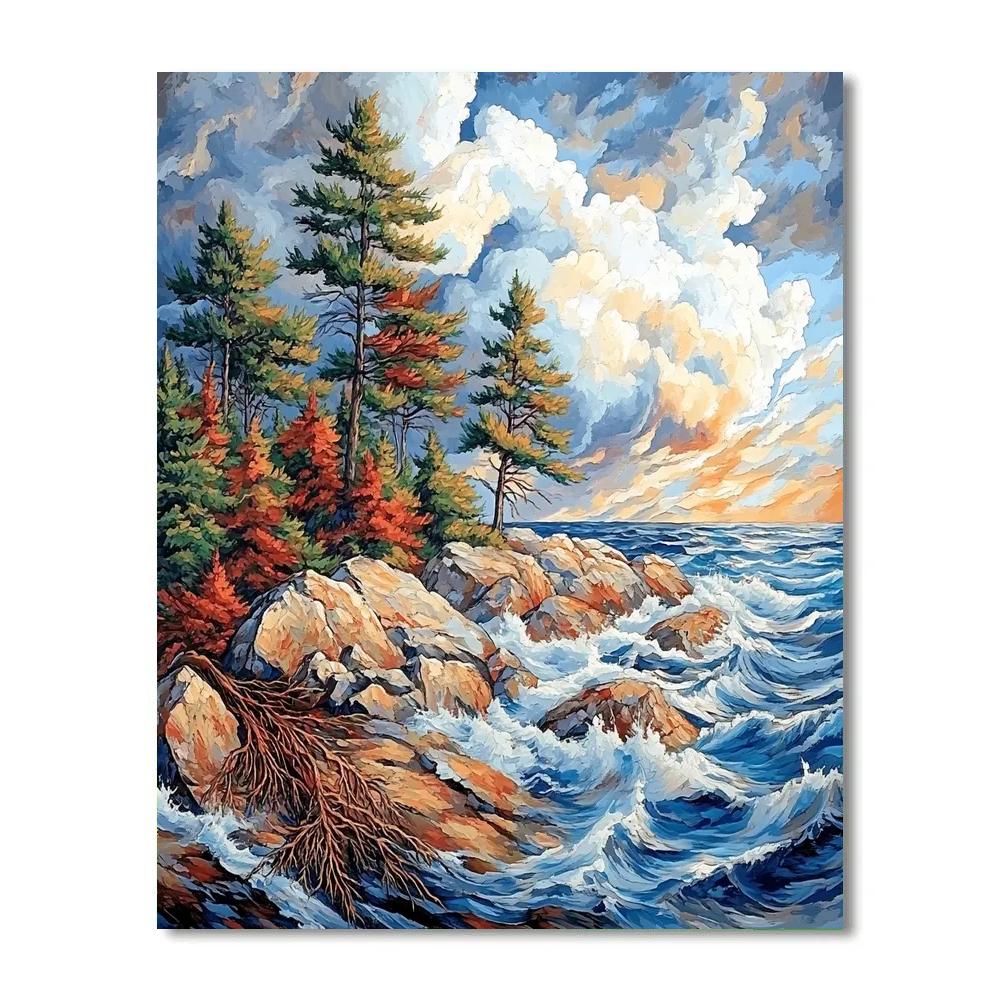 Arthur Lismer Inspired Stormborn Rockscape Paint by numbers art