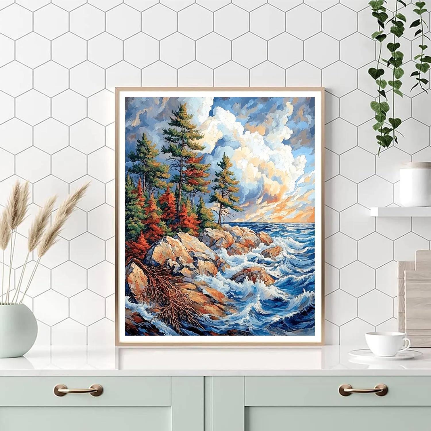 Arthur Lismer Inspired Stormborn Rockscape Paint by numbers art