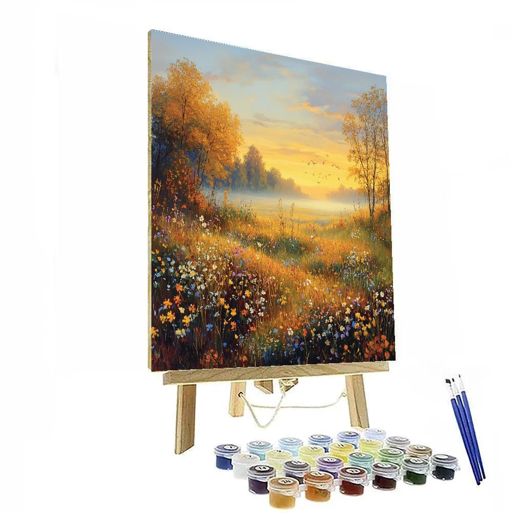 Claude Monet Inspired Autumnal Meadow Morning Numbered painting kits