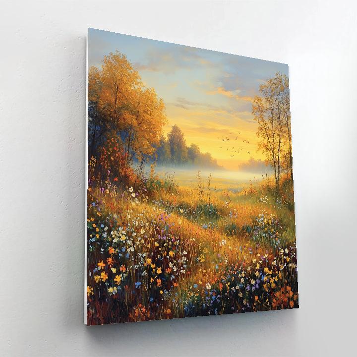 Claude Monet Inspired Autumnal Meadow Morning Numbered painting kits