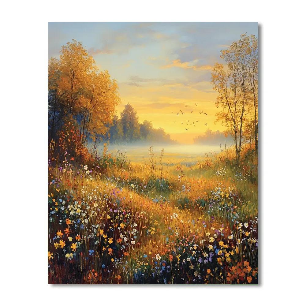 Claude Monet Inspired Autumnal Meadow Morning Numbered painting kits