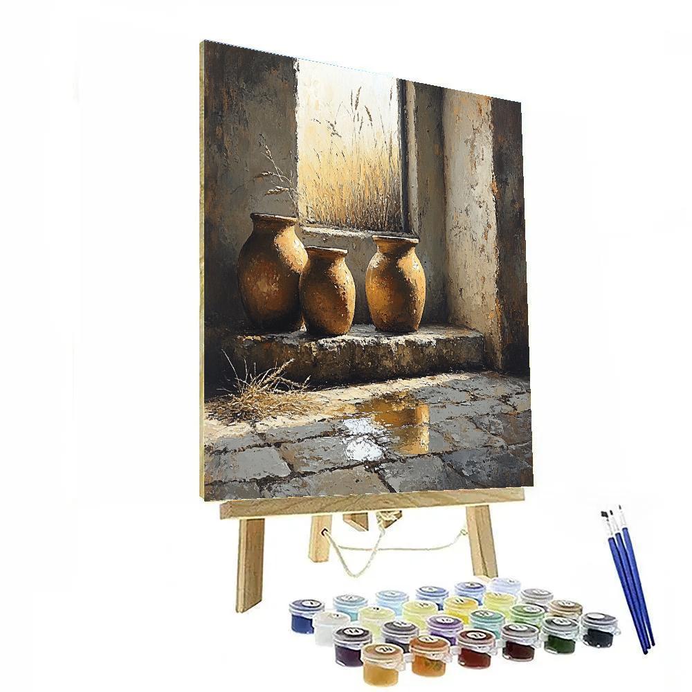 Diego Velázquez Inspired Earthenware Jars On Stone Slab Paint by numbers art