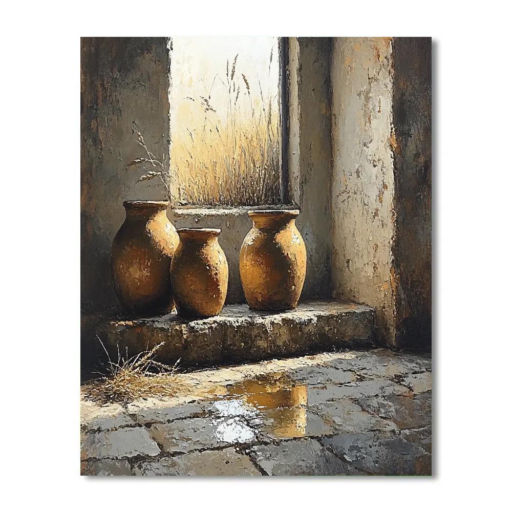 Diego Velázquez Inspired Earthenware Jars On Stone Slab Paint by numbers art