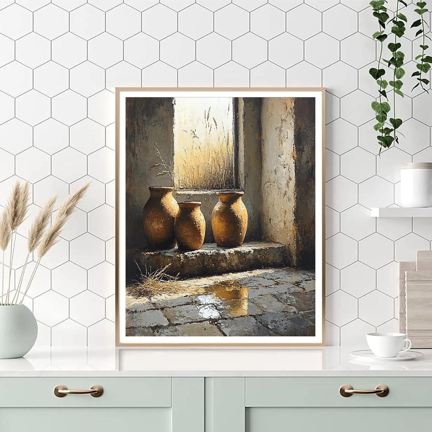 Diego Velázquez Inspired Earthenware Jars On Stone Slab Paint by numbers art