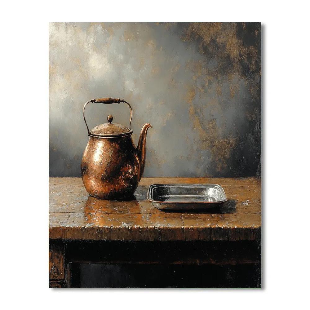 Diego Velázquez Inspired Copper Kettle And Pewter Dish Numbered painting kits