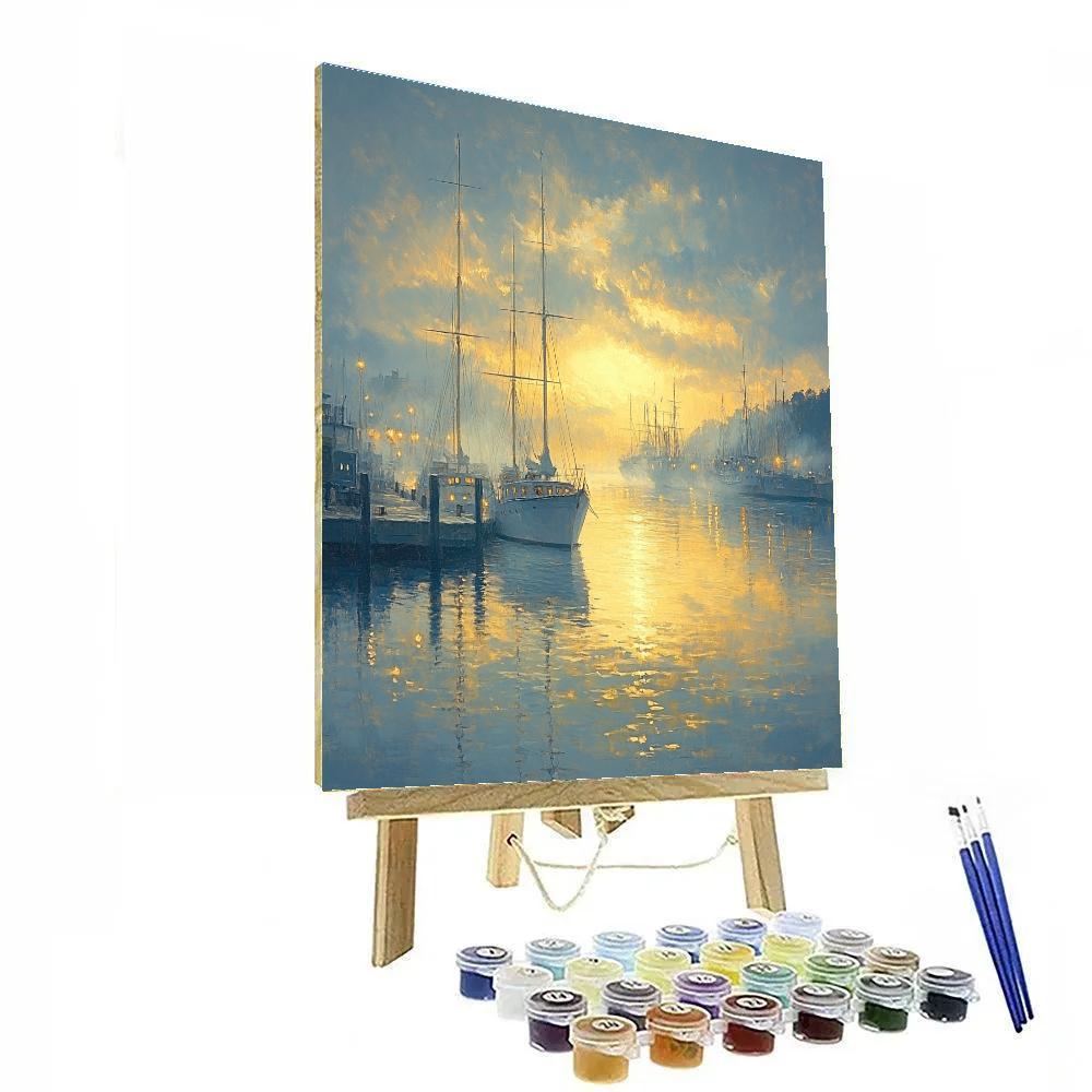 Turner Inspired Sunlit Harbor Morning Paint by numbers kits