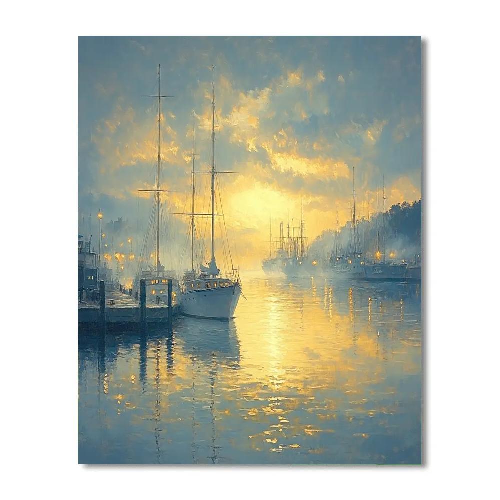 Turner Inspired Sunlit Harbor Morning Paint by numbers kits