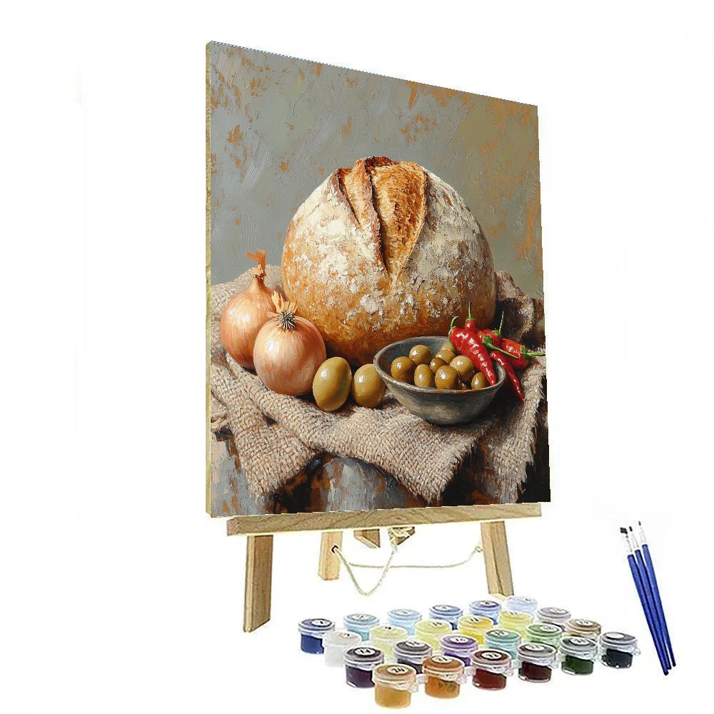 Diego Velázquez Inspired Market Vegetables And Loaf paint by numbers