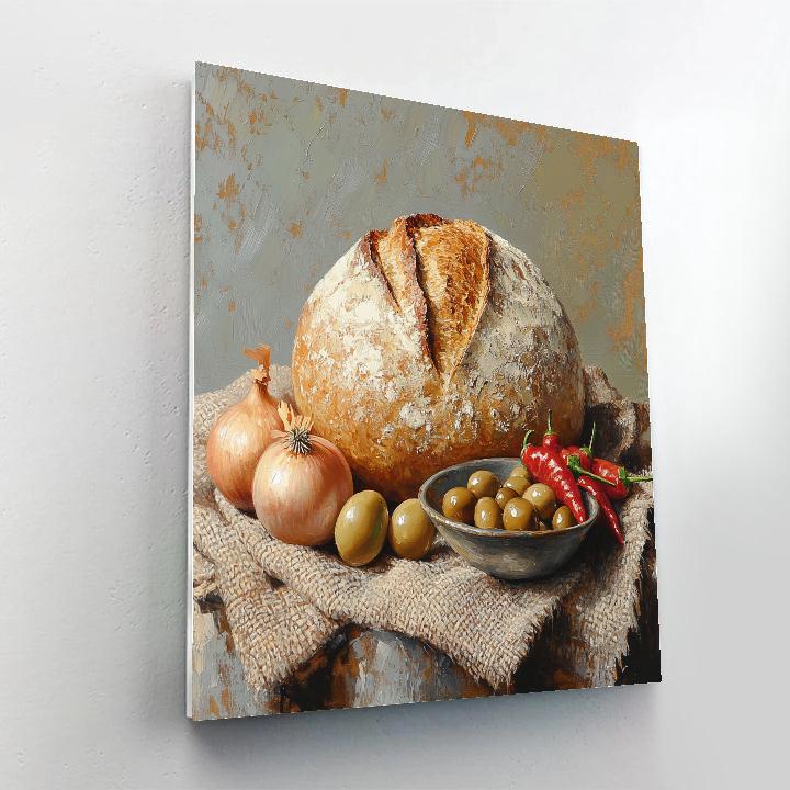 Diego Velázquez Inspired Market Vegetables And Loaf paint by numbers