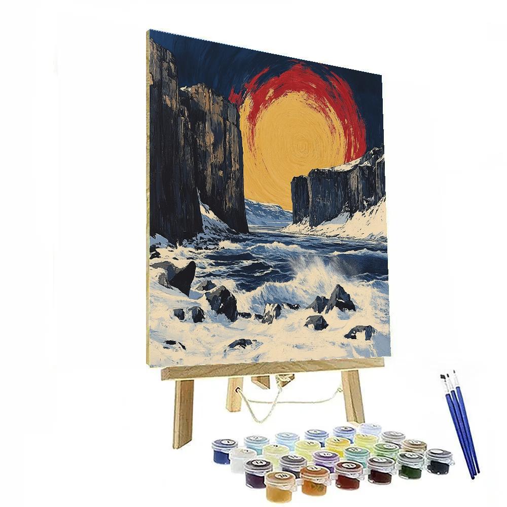 Edvard Munch Inspired Storm Over Weathered Rocks Painting by numbers kit