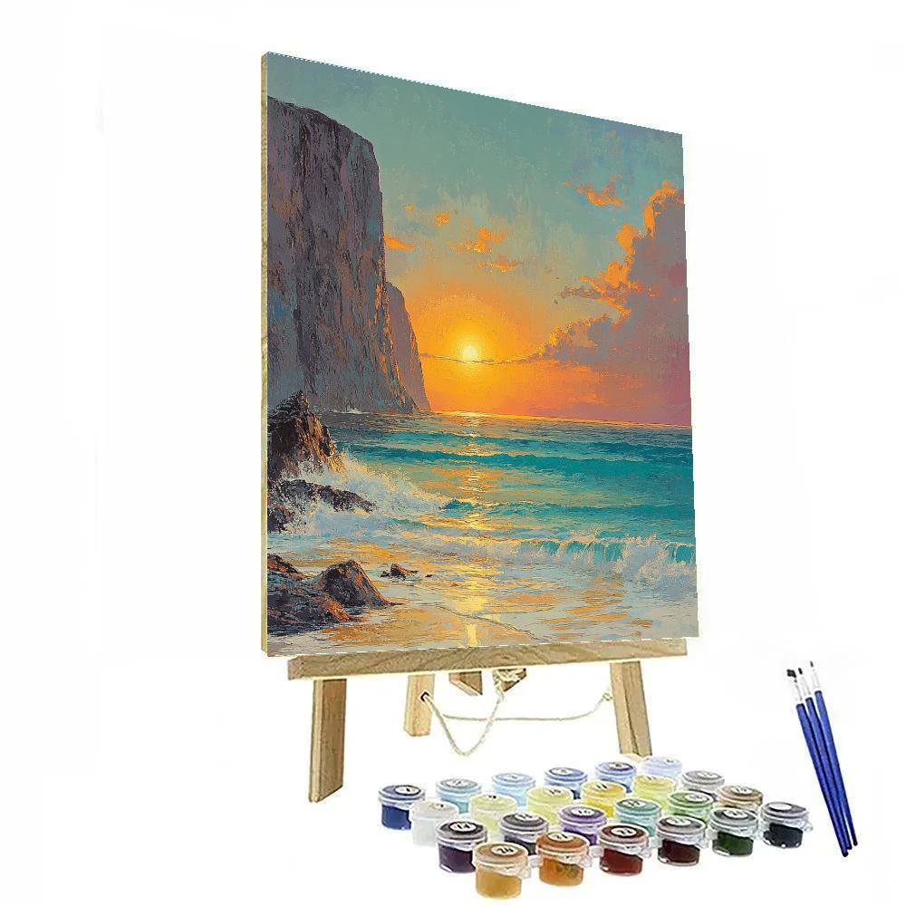 Frederick Varley Inspired Radiant Sunset Over Rugged Coast Numbered painting kits