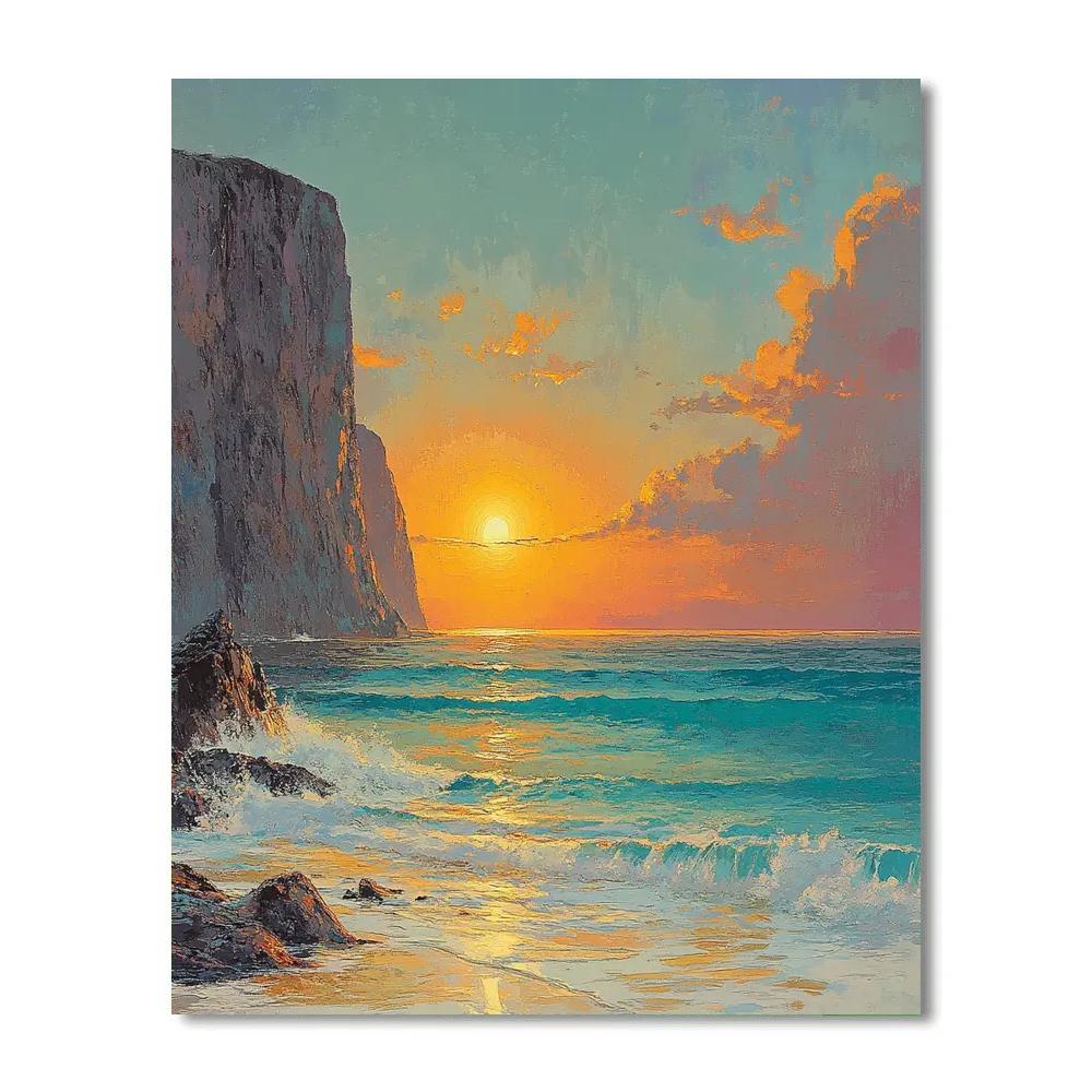 Frederick Varley Inspired Radiant Sunset Over Rugged Coast Numbered painting kits