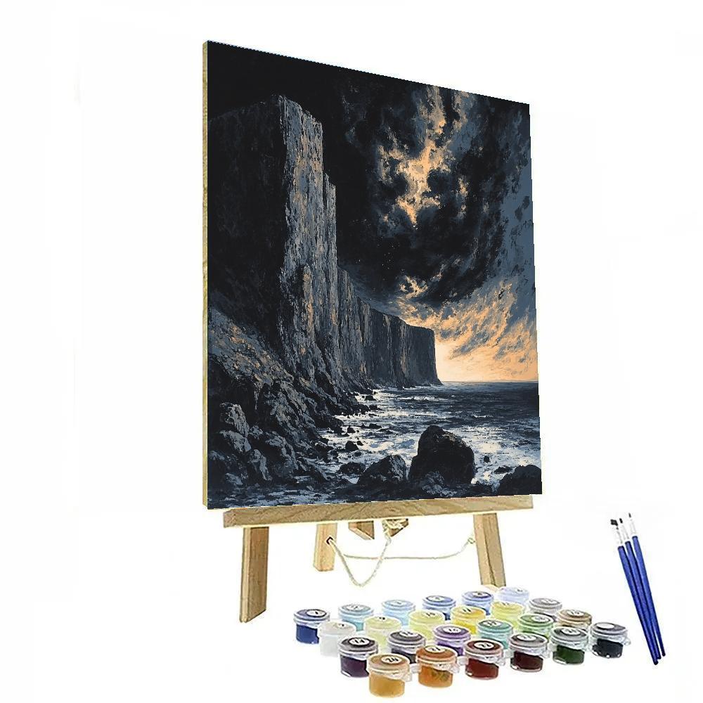 Francisco Goya Inspired Brooding Cliffside Under Storm Clouds paint by color
