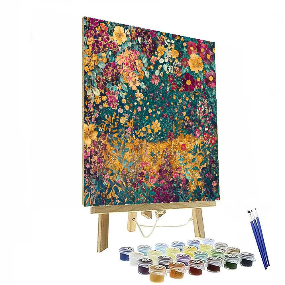 Gustav Klimt Inspired Golden Garden Party paint by color