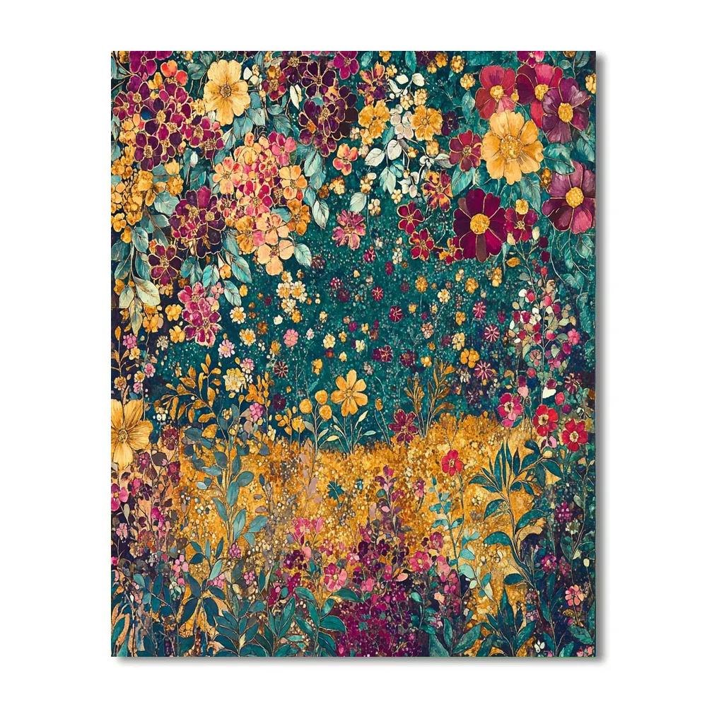 Gustav Klimt Inspired Golden Garden Party paint by color