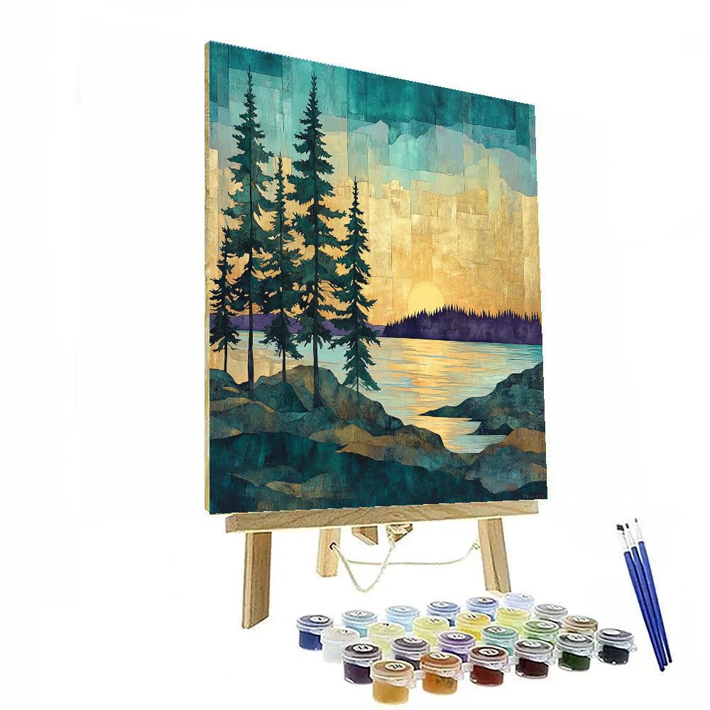 Franklin Carmichael Inspired Pine Screen At Sunset Paint by numbers kits
