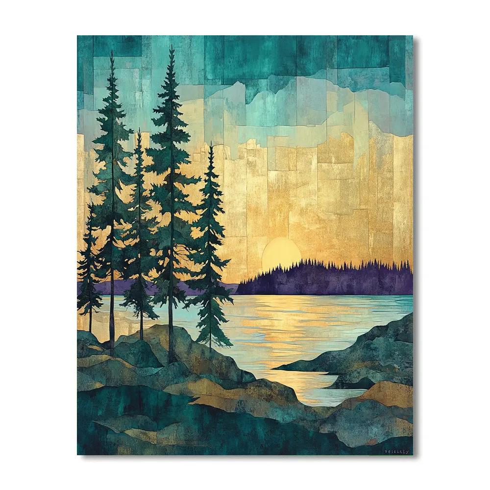 Franklin Carmichael Inspired Pine Screen At Sunset Paint by numbers kits