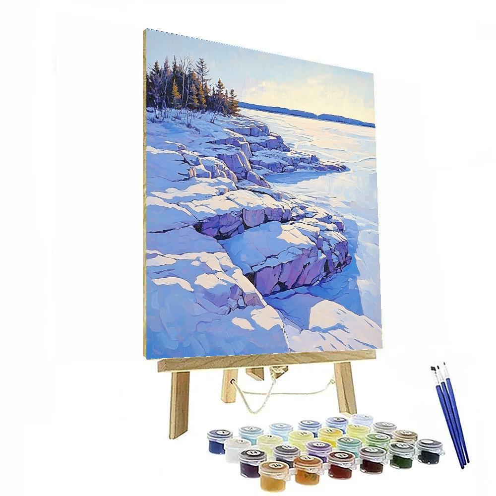 Franklin Carmichael Inspired Winter Light On Blue Rocks Paint by numbers kits
