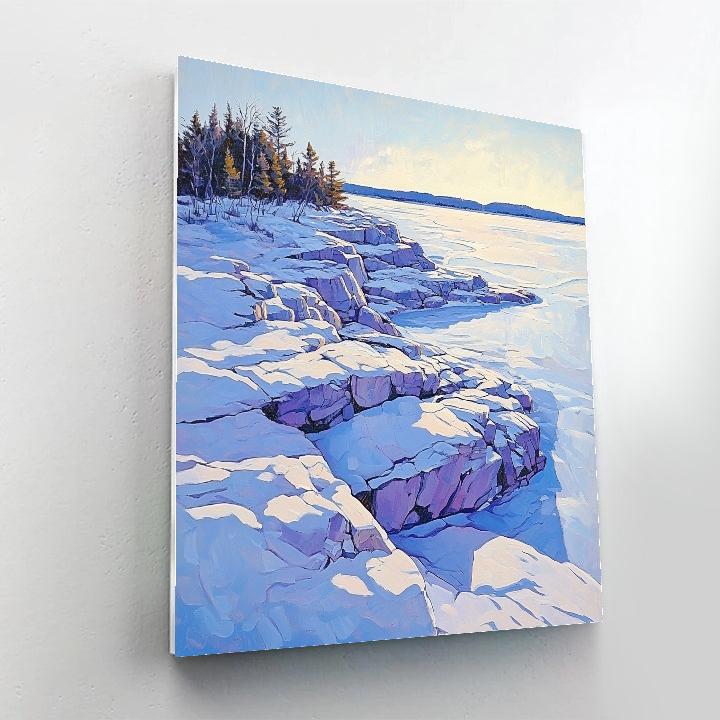 Franklin Carmichael Inspired Winter Light On Blue Rocks Paint by numbers kits