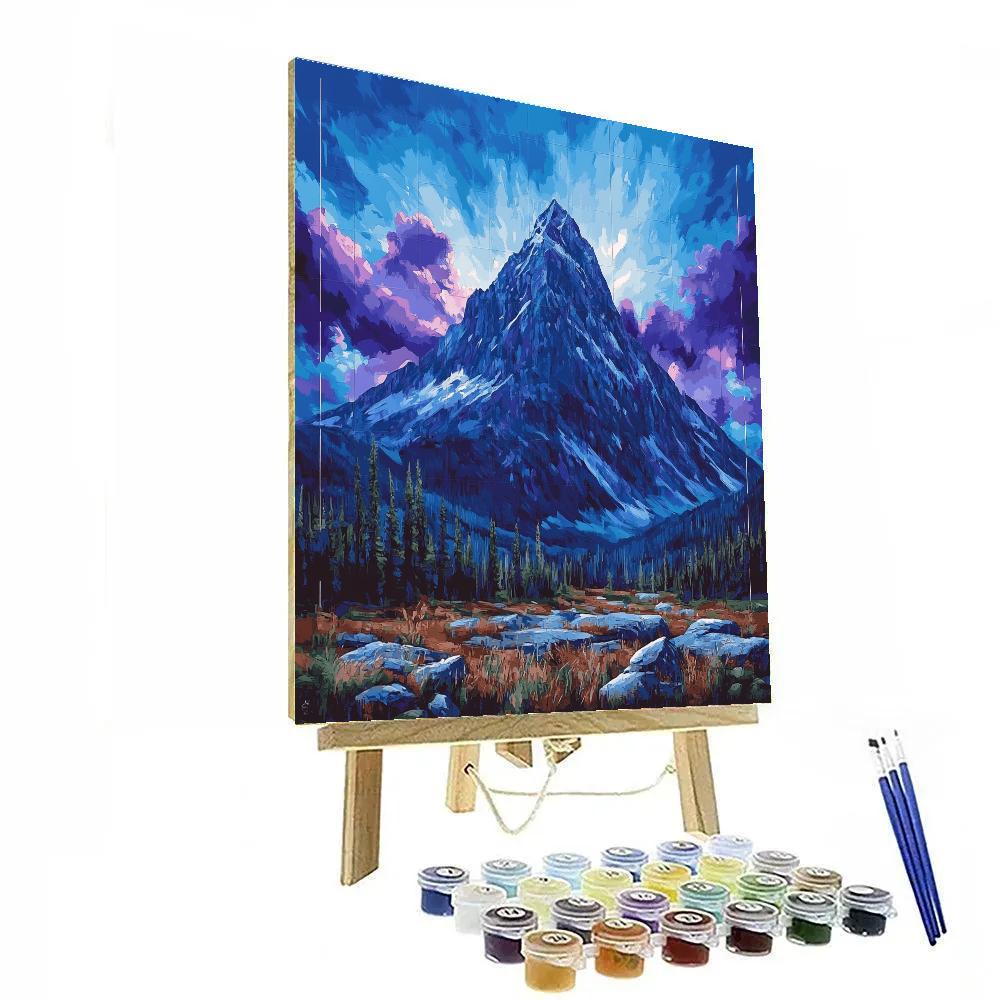 Frederick Varley Inspired Brooding Mountain Under Electric Blue Sky Number painting