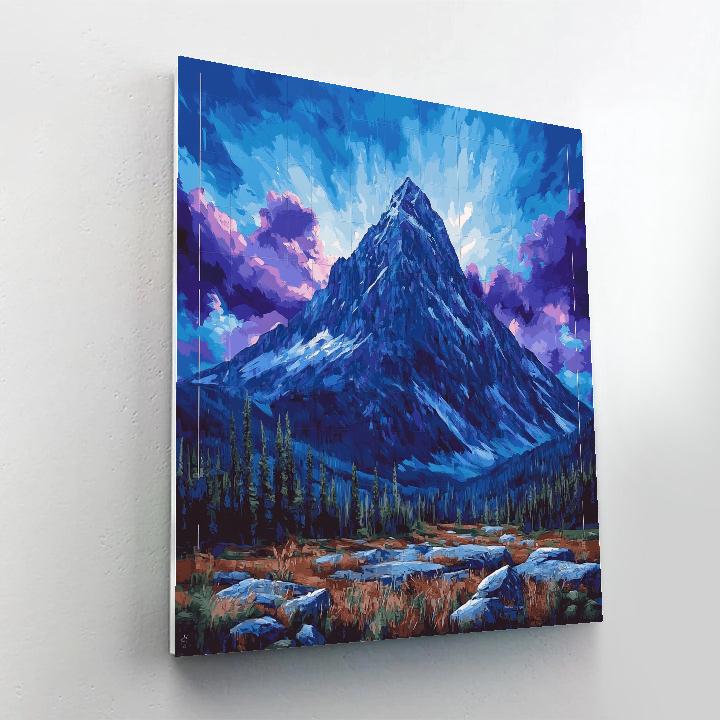 Frederick Varley Inspired Brooding Mountain Under Electric Blue Sky Number painting