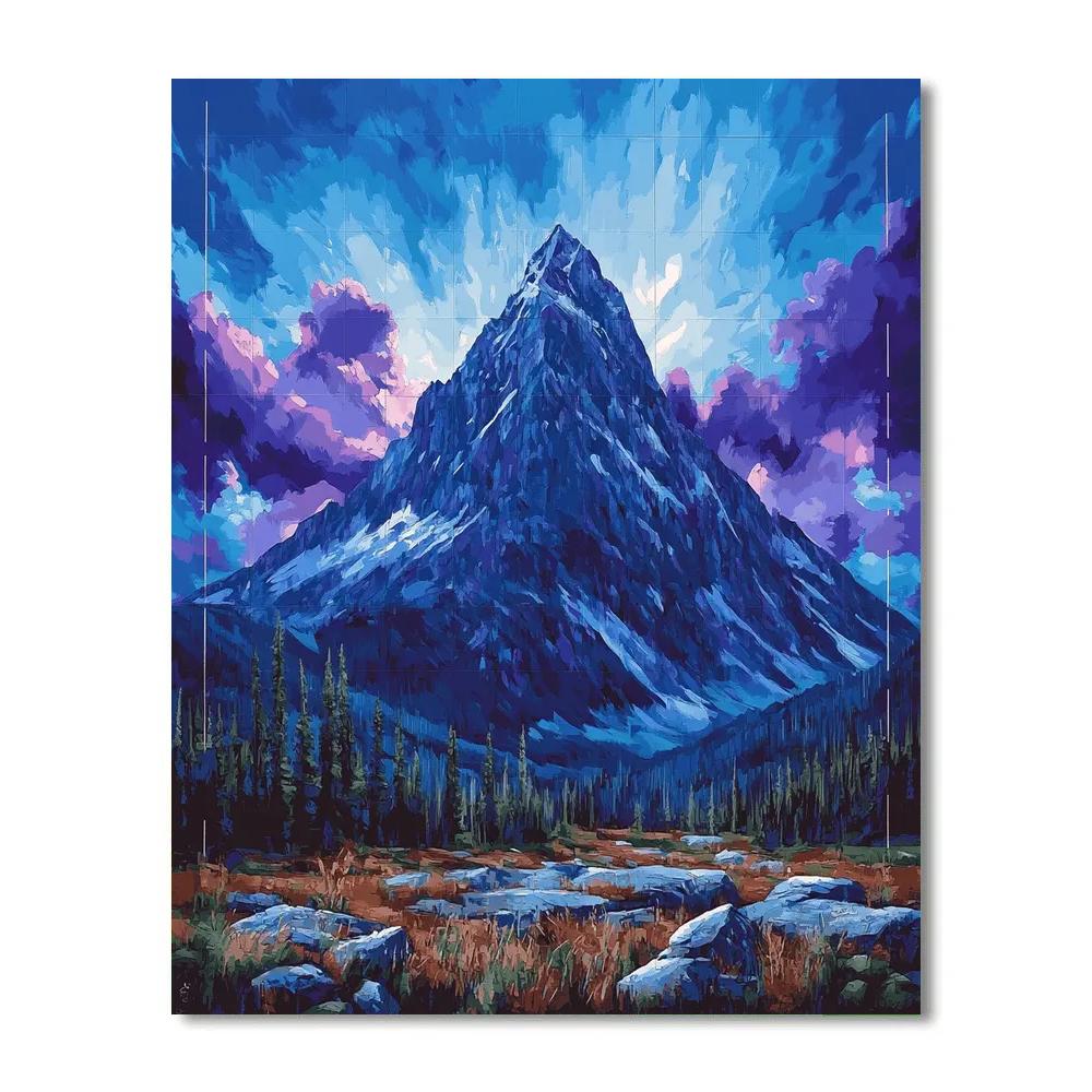 Frederick Varley Inspired Brooding Mountain Under Electric Blue Sky Number painting