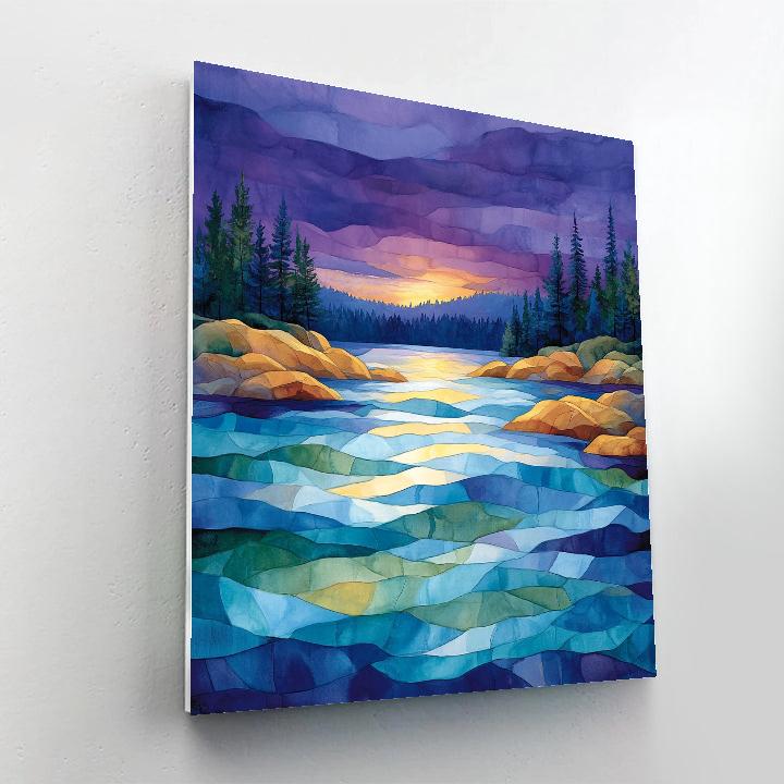 Franklin Carmichael Inspired Twilight On Crystal Lake Paint by numbers art