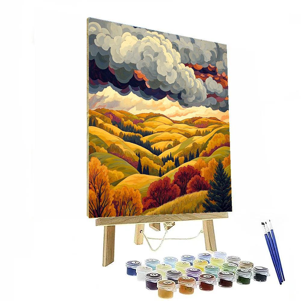 Frederick Varley Inspired Storm Sweep Across Autumn Hills Number painting