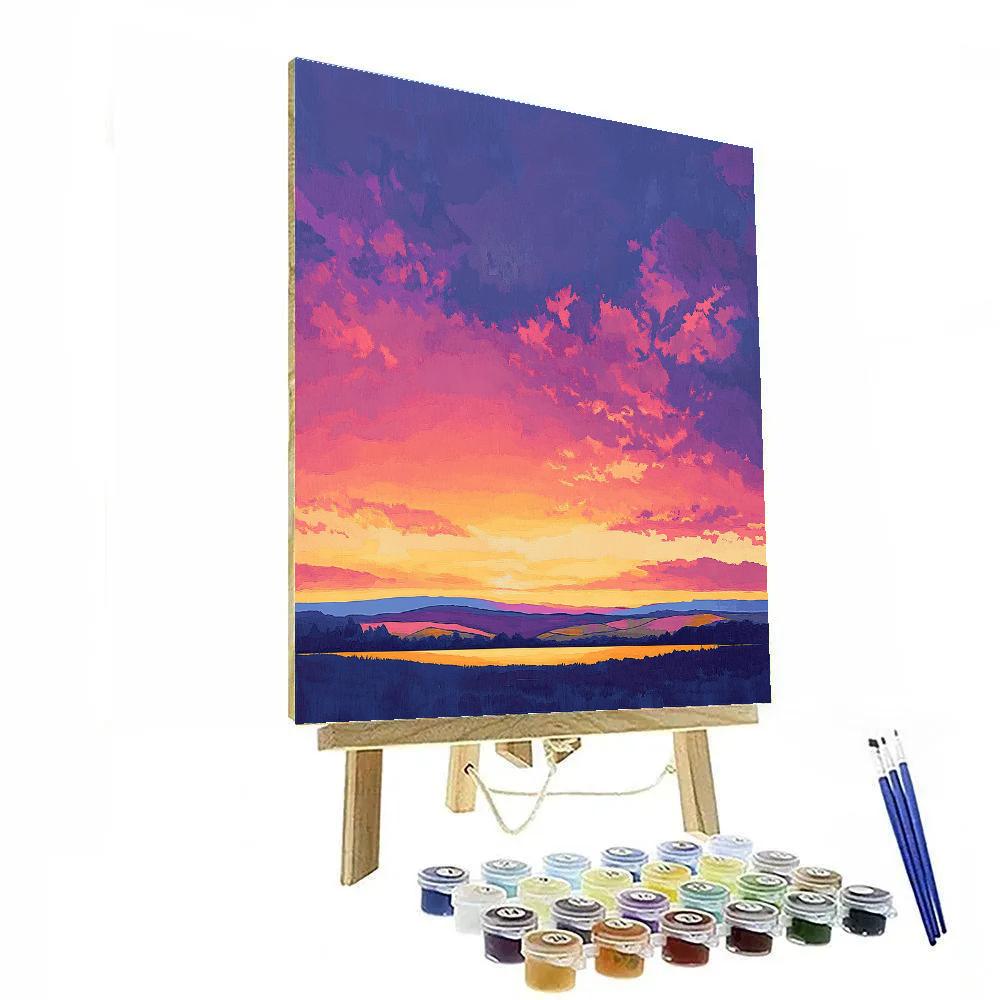 Frederick Varley Inspired Radiant Horizon With Vivid Violet Skies paint by color