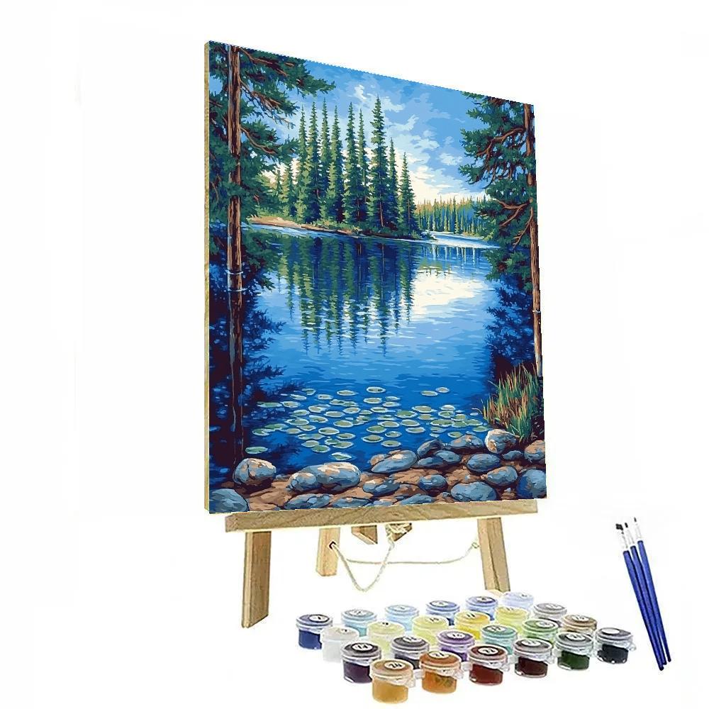 J. E. H. MacDonald Inspired Pine-Framed Shimmering Lake paint by numbers