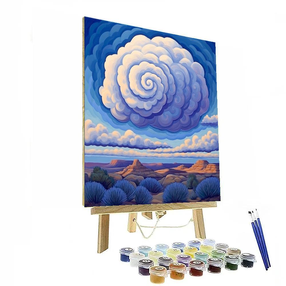 Georgia OKeeffe Inspired Spiral Cloud Over Mesa paint by number