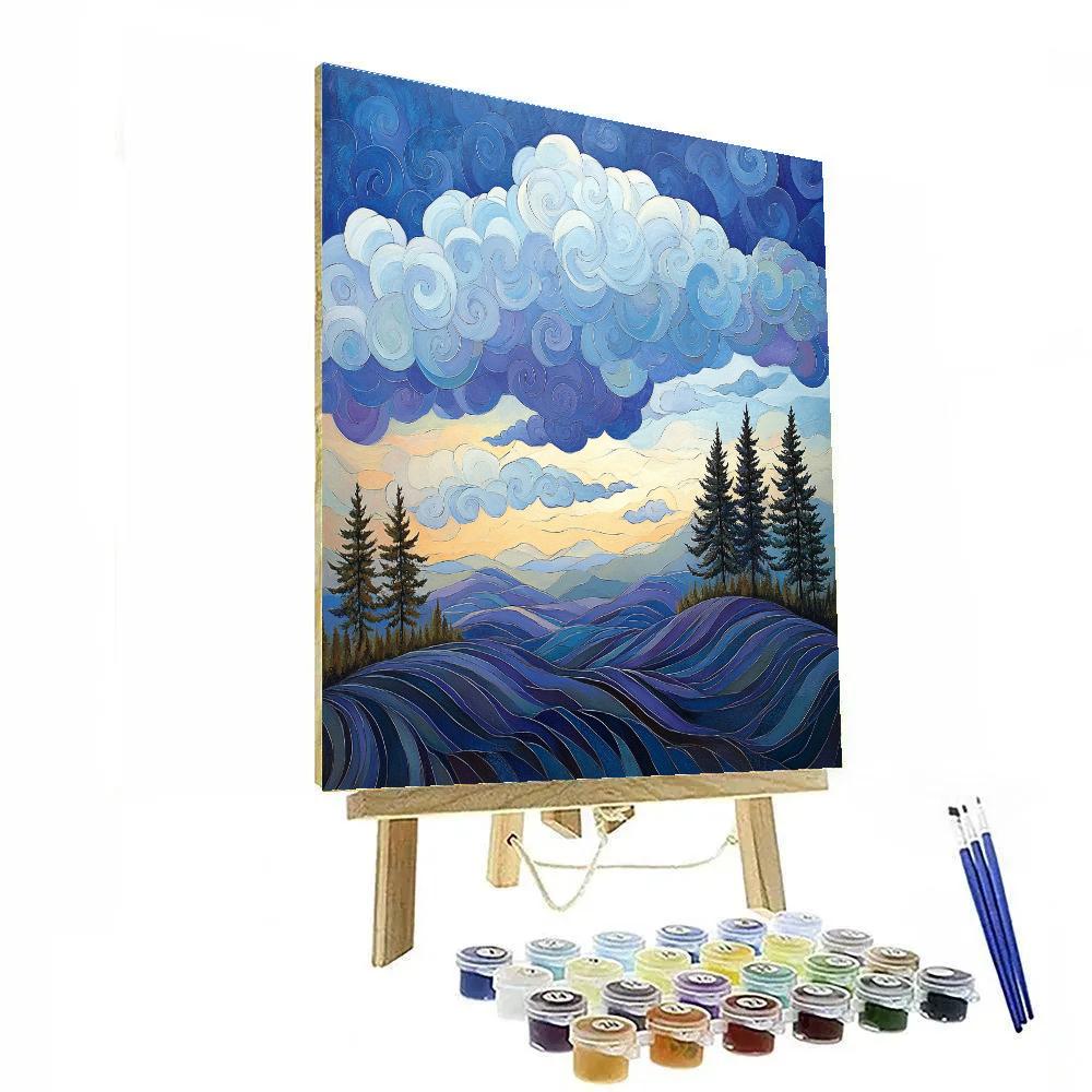 J. E. H. MacDonald Inspired Rhythmic Cloud Over Algoma Hills paint by number