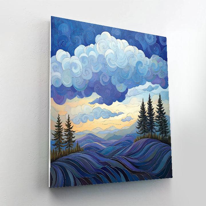 J. E. H. MacDonald Inspired Rhythmic Cloud Over Algoma Hills paint by number