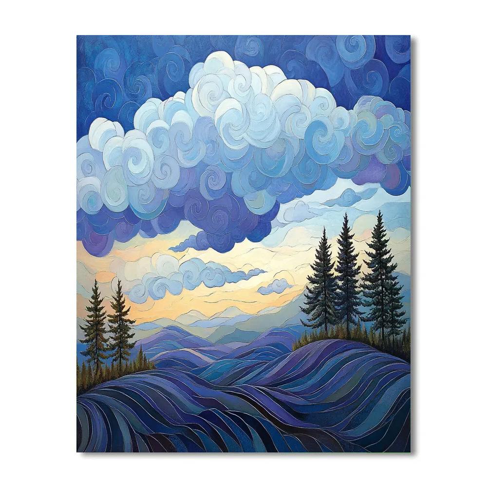 J. E. H. MacDonald Inspired Rhythmic Cloud Over Algoma Hills paint by number