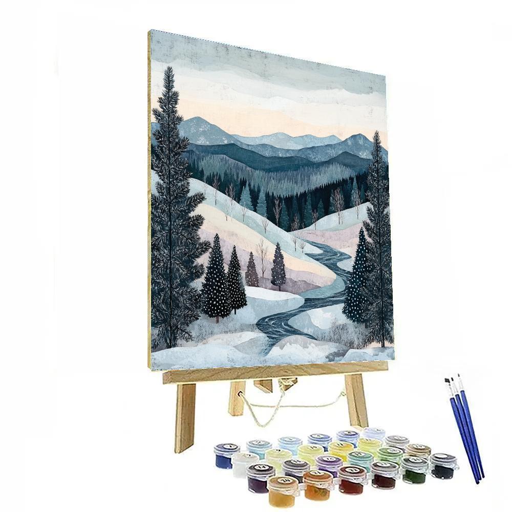 J. E. H. MacDonald Inspired Mountain Vale In Winter Haze Paint by numbers kits