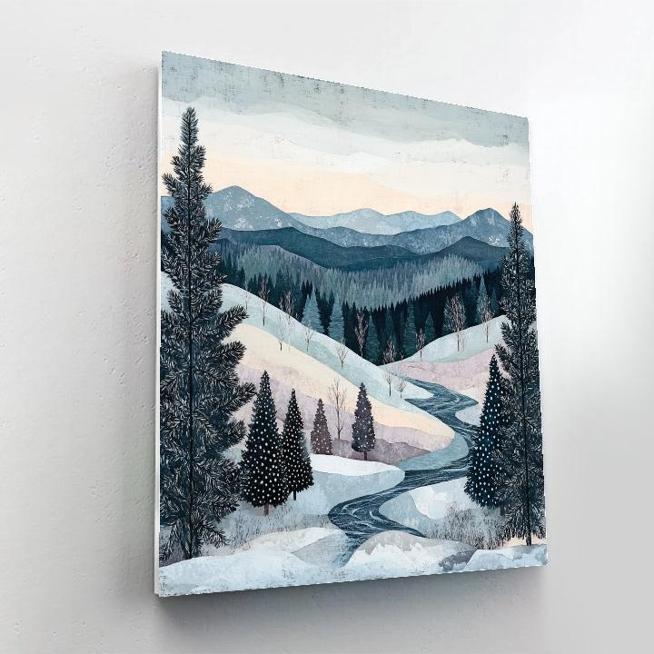 J. E. H. MacDonald Inspired Mountain Vale In Winter Haze Paint by numbers kits