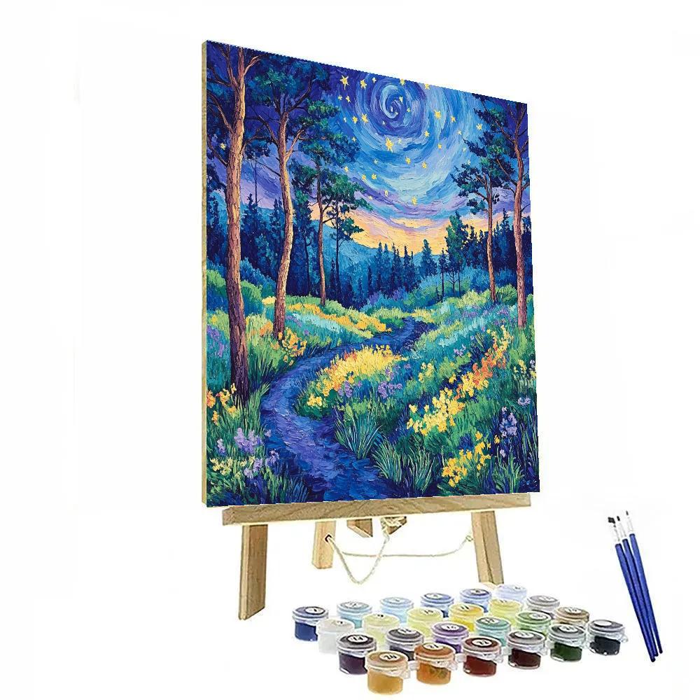Van Gogh Inspired Twilight Forest paint by color