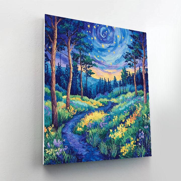 Van Gogh Inspired Twilight Forest paint by color