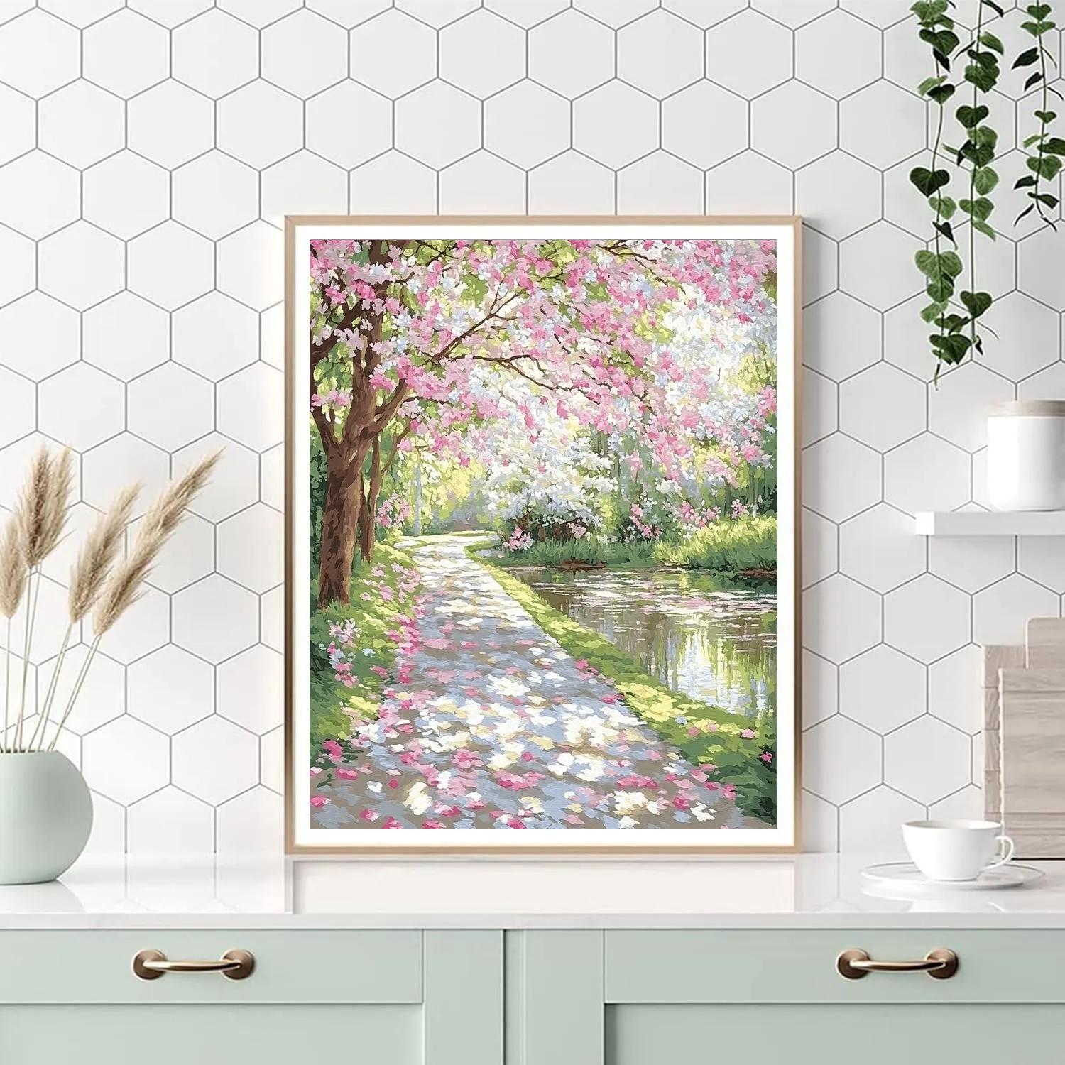 Monet Inspired Blossom Pathway Numbered painting kits