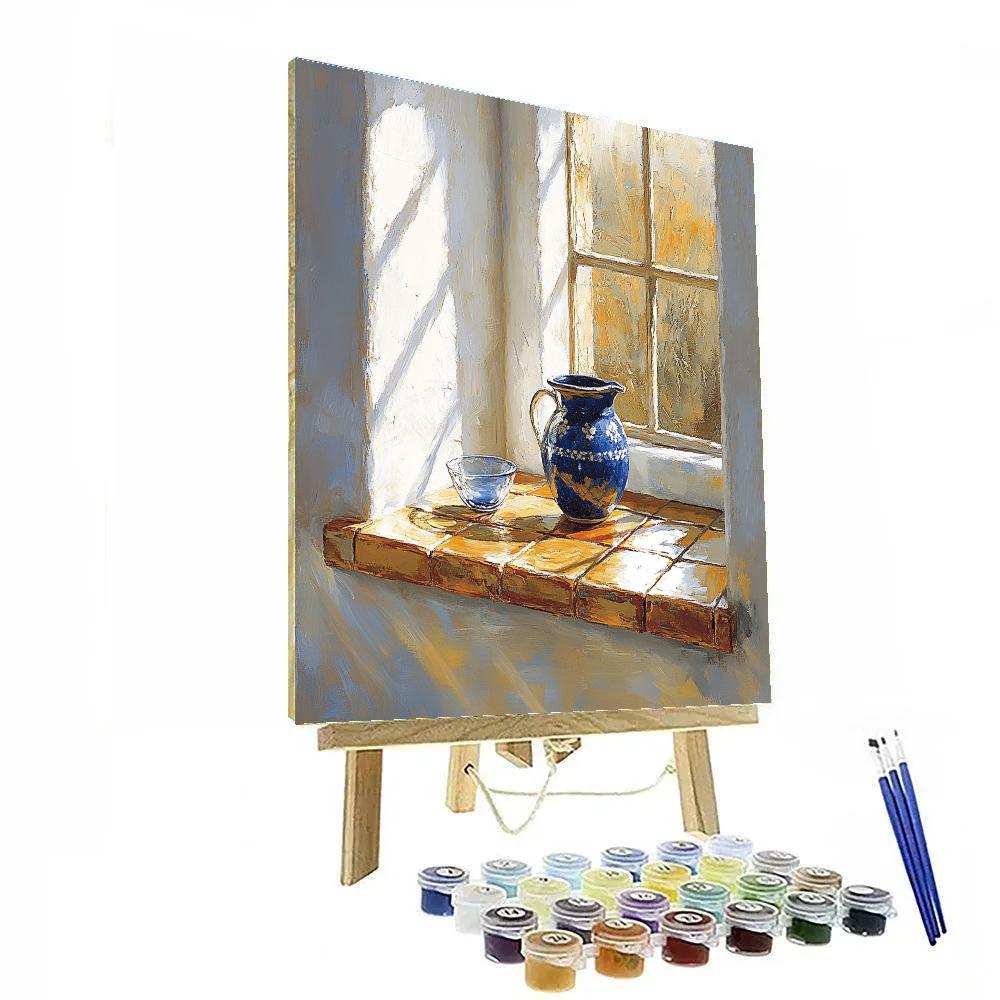 Johannes Vermeer Inspired Sunlit Delft Window And Tiled Table Number painting