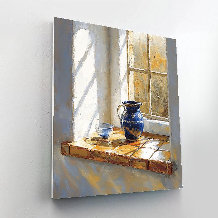 Johannes Vermeer Inspired Sunlit Delft Window And Tiled Table Number painting