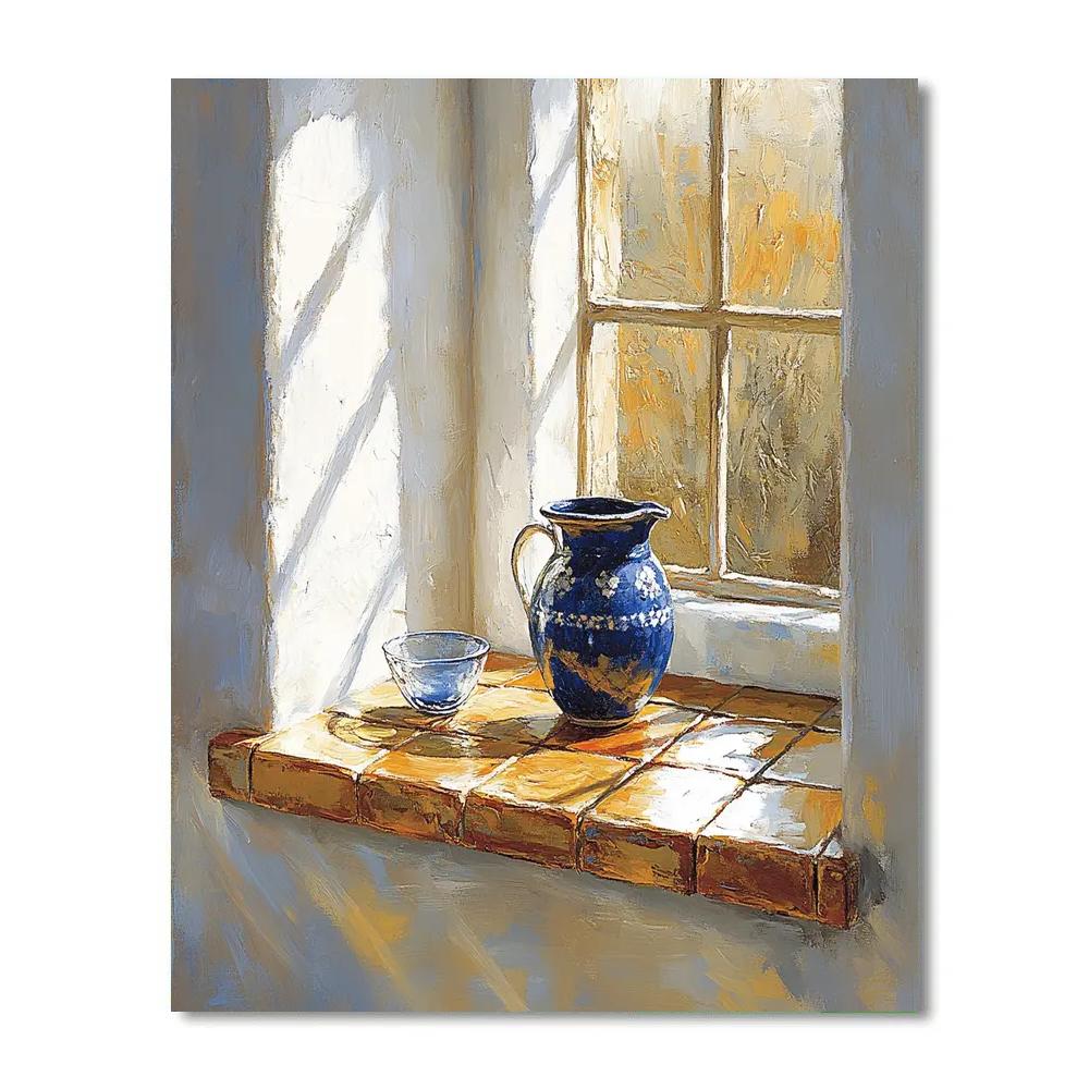 Johannes Vermeer Inspired Sunlit Delft Window And Tiled Table Number painting