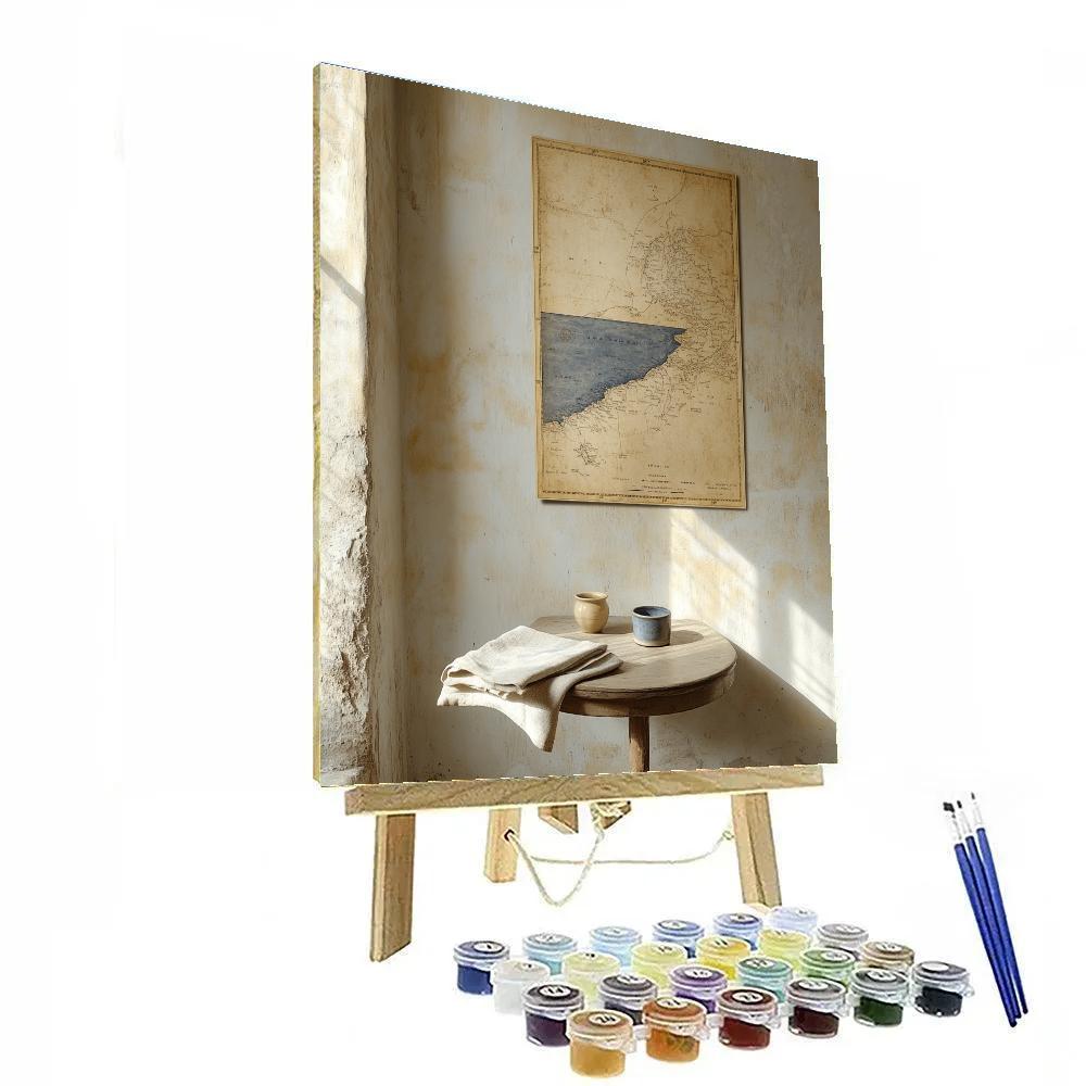 Johannes Vermeer Inspired Map On Sunwashed Interior Wall DIY paint by numbers